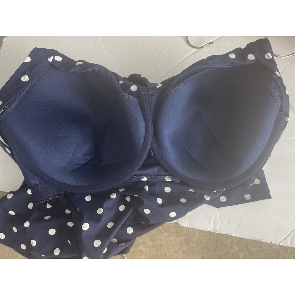 Lands End Blue White Polka Dot Underwire Bikini Swim Top Size 20W DDD Womens - Picture 5 of 13
